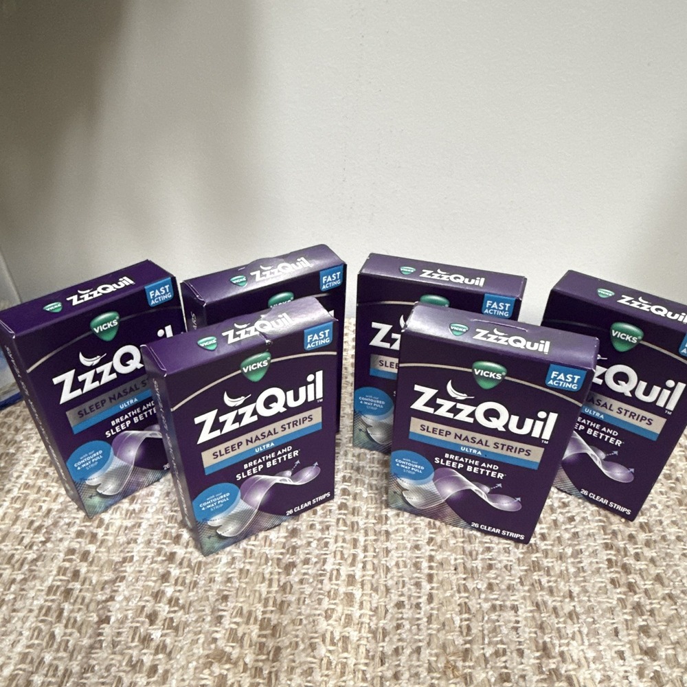 Vicks ZzzQuil lot of 6 Clear Nasal Strip Pack for Nasal Congestion & Snoring